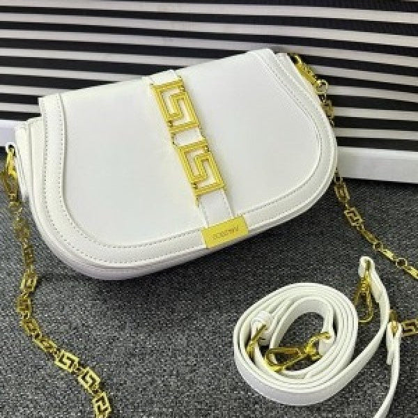 Versace Greca Goddess Shoulder Bag With OG Box & Dust Bag (White - 676)