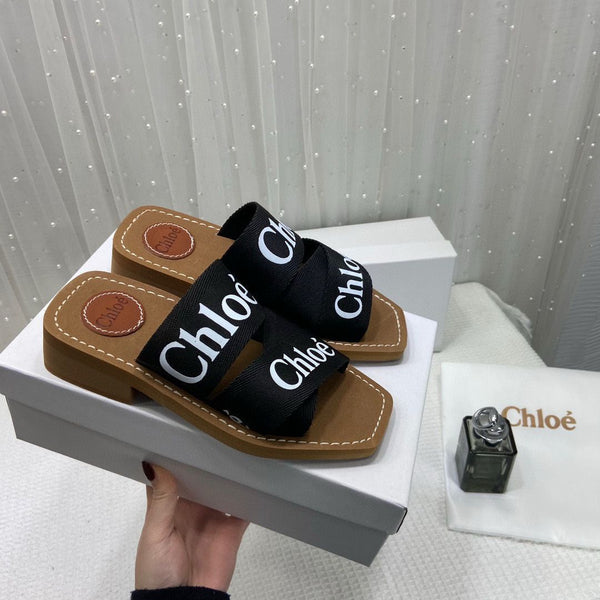 WMN Chlo?Premium Woody Slides whit og box black
