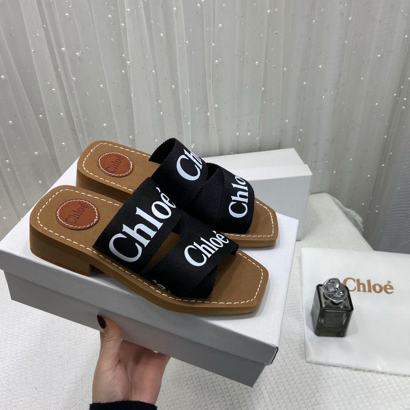 WMN Chlo?Premium Woody Slides whit og box black