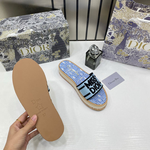 WMN Miss Dior Premium Blue Slides with Original Box