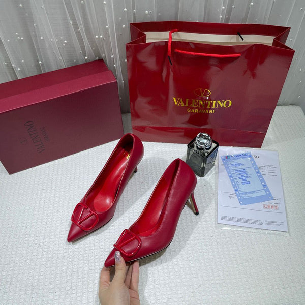 WMN Valentino Premium V-Logo Signature Slides Red