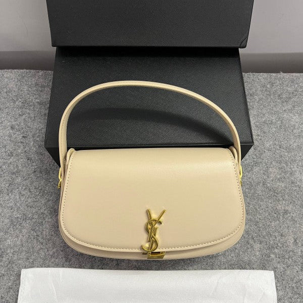 YSL Saint Laurent Voltaire Leather Shoulder Bag with Original Box & Dust Bag (83-1 Milk Tea)