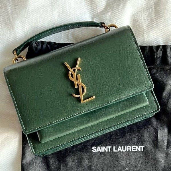 YSL Sunset Top Handle Green with Original Box