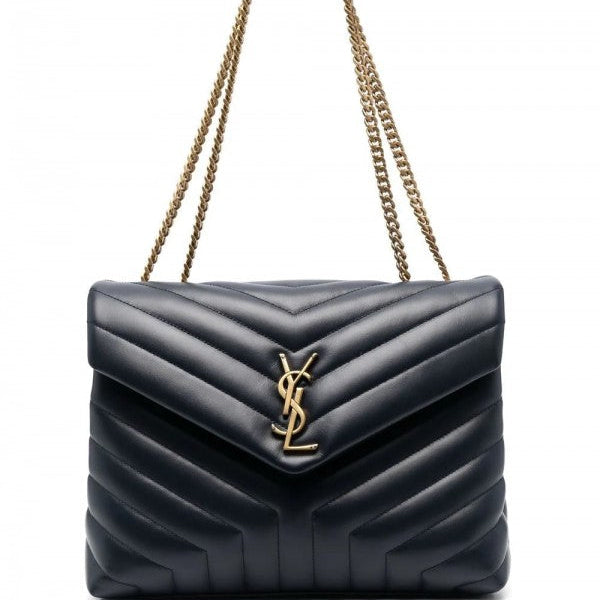 YSL Yves Saint Laurent Loulou Shoulder Bag with Original Magnetic Box & Dust Bag (Black - Gold - 183-3)