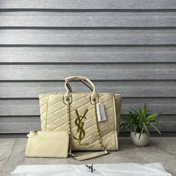 Yves Saint Laurent (YSL) Cowhide Tote Bag With Small Wallet & Dust Bag