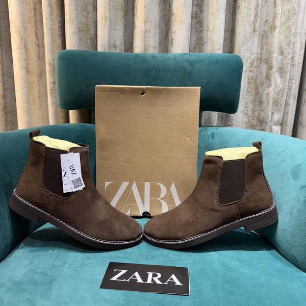 Zara Chelsea Boots Coffee Suede Shoes