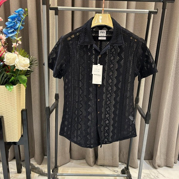Zara Crochet Shirt Black
