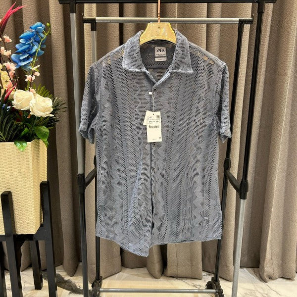 Zara Crochet Shirt Grey