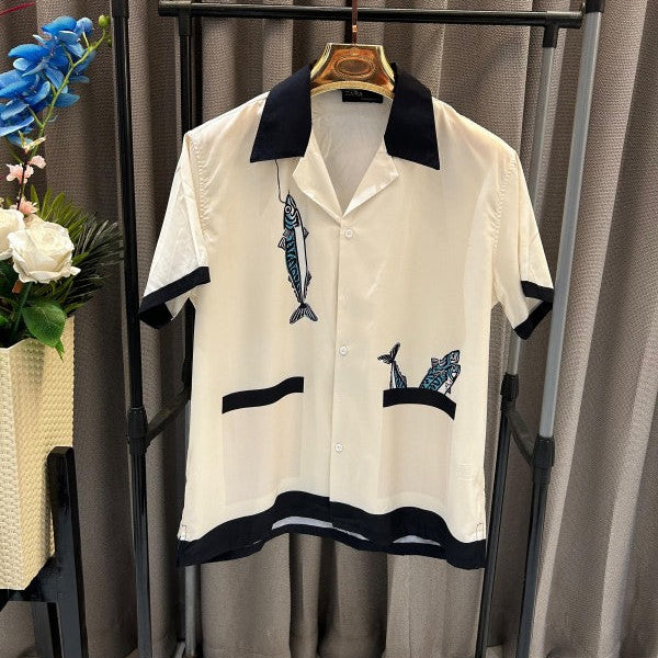 Zara Fish Half Sleeves White Shirt