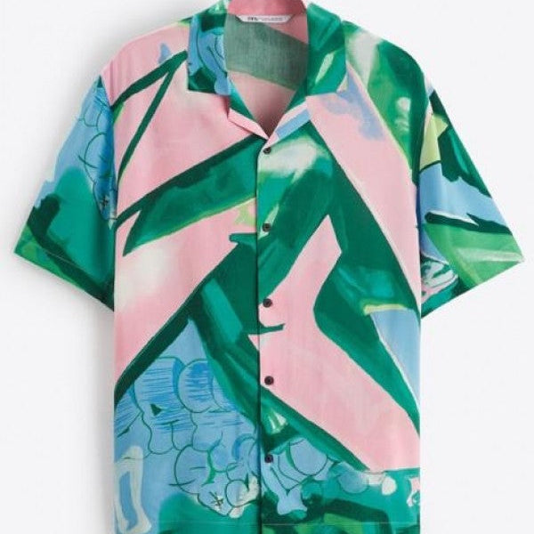 Zara Green All Over Printed Premium Half Shirt